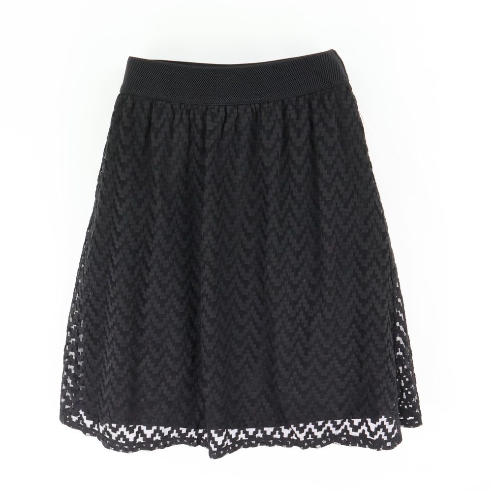 Joe B. Skirt Lined Elastic Waist Womens Size S Black Lace Overlay Geometric NWT